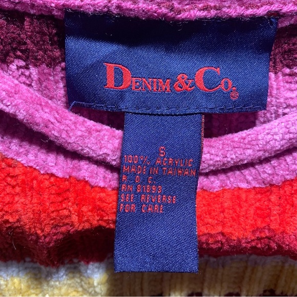 Denim&Co Colorful Women’s Striped Sweater SZ S - Picture 6 of 7